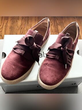 Gabor Burgundy Suede Platform Sneakers UK 6.5 / US 8.5 EU 40 Bow Lace